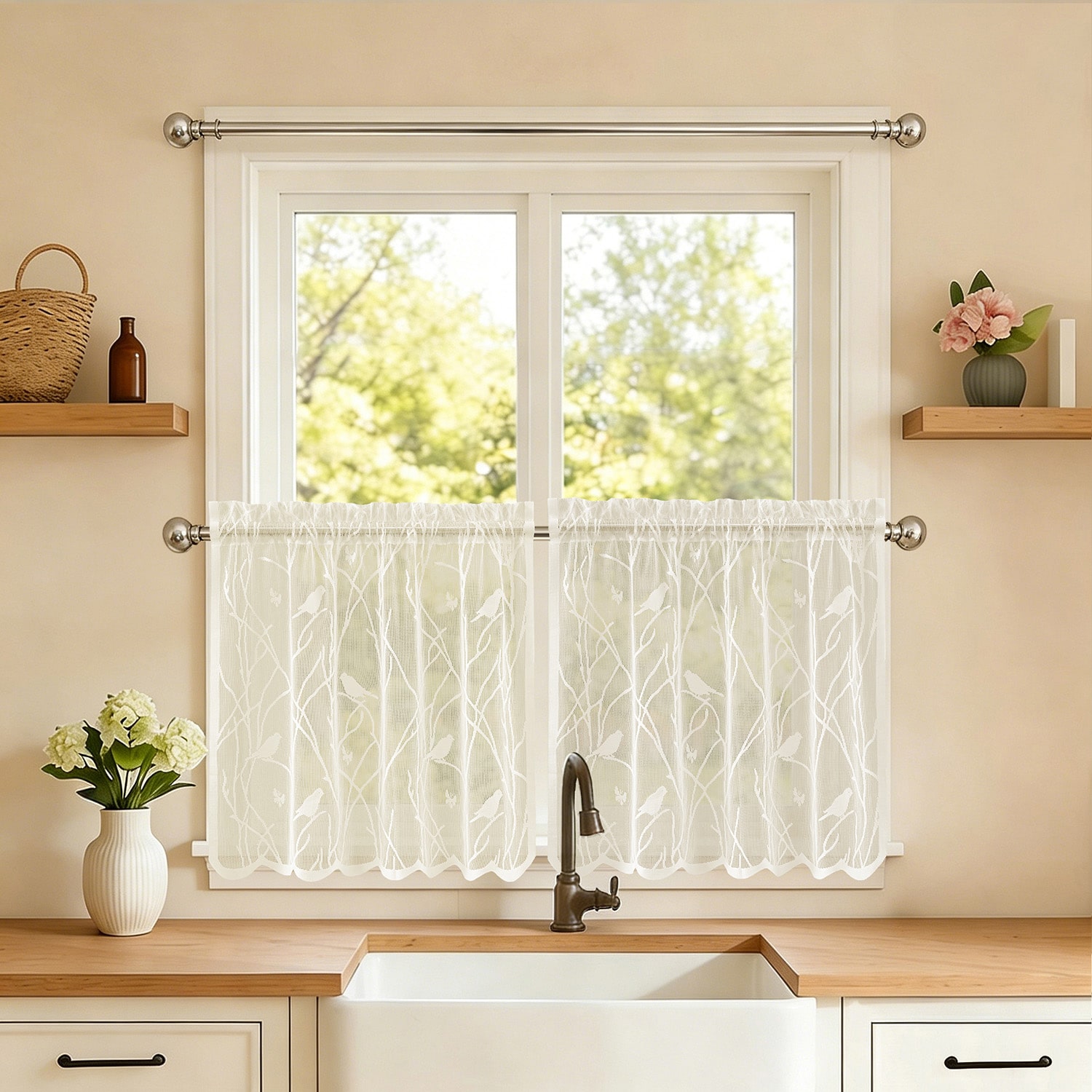 Sweet Home Collection Songbird 2-pc. Rod Pocket Window Tier