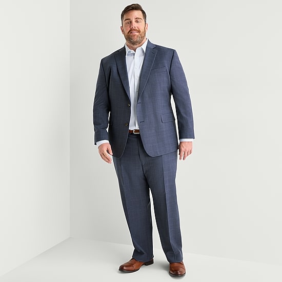 Stafford Coolmax All Season Mens Big and Tall Plaid Suit Separates