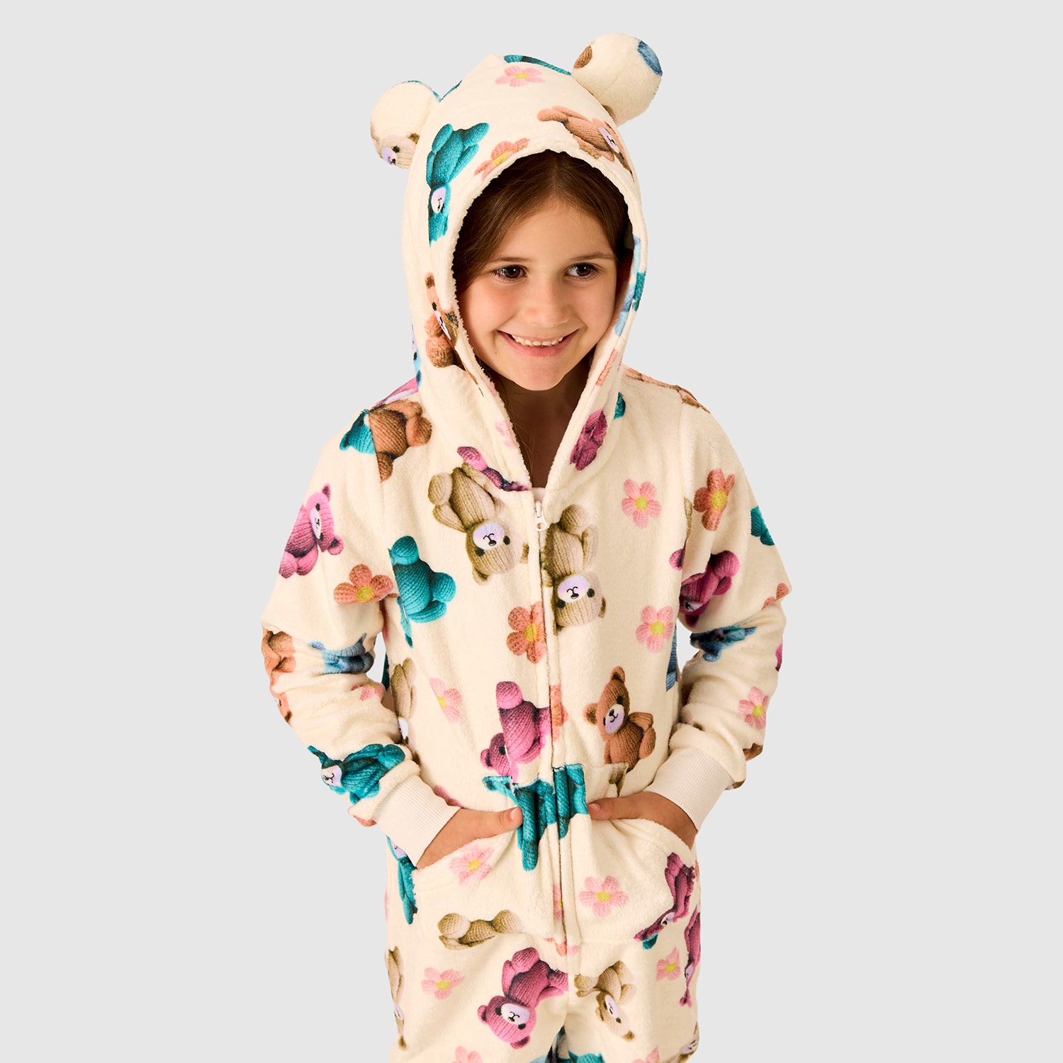 Dream Big Peace Out Little & Kid Girls Plush Long Sleeve Kids Pajama Set