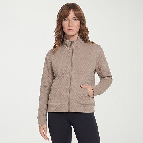 Skechers Womens Quilted Jacket In Beige