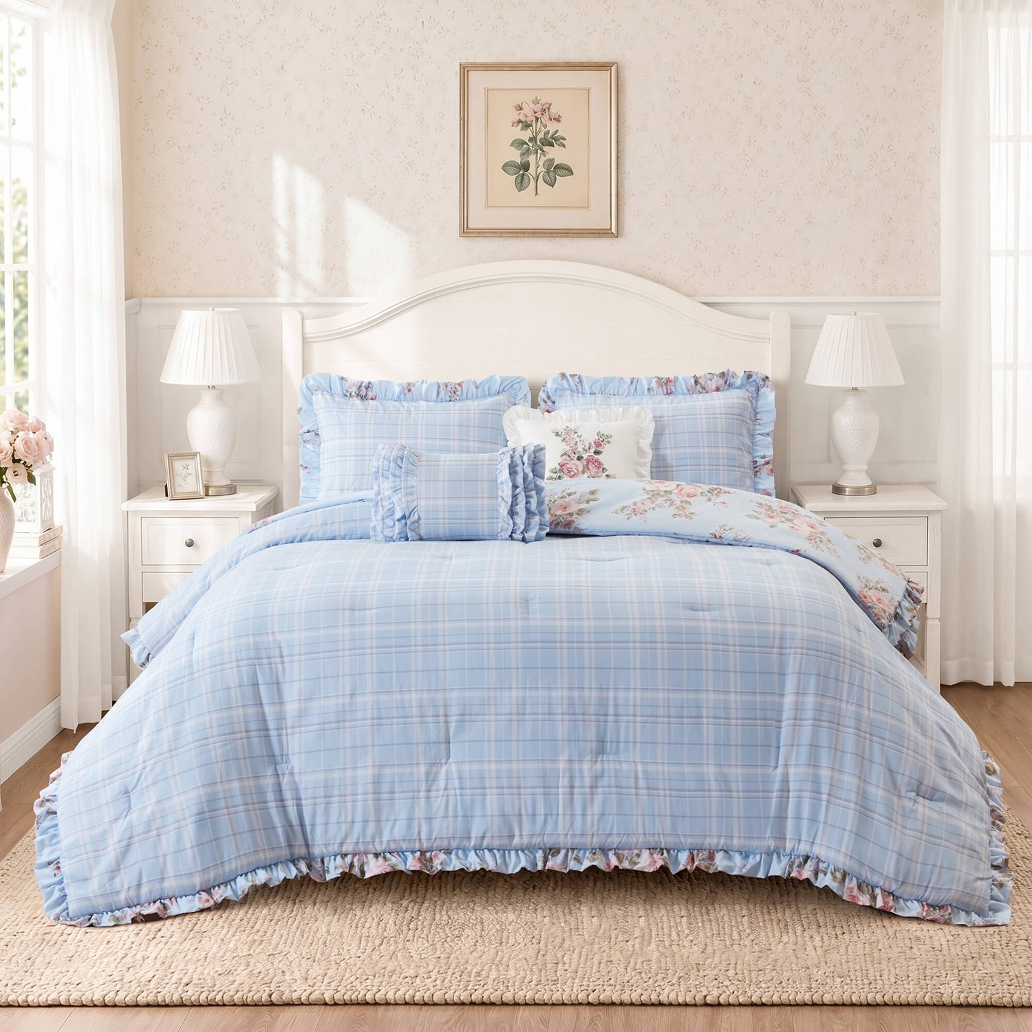Madison Park Essentials Elena Floral Ruffle Comforter Set 5-pc. Reversible