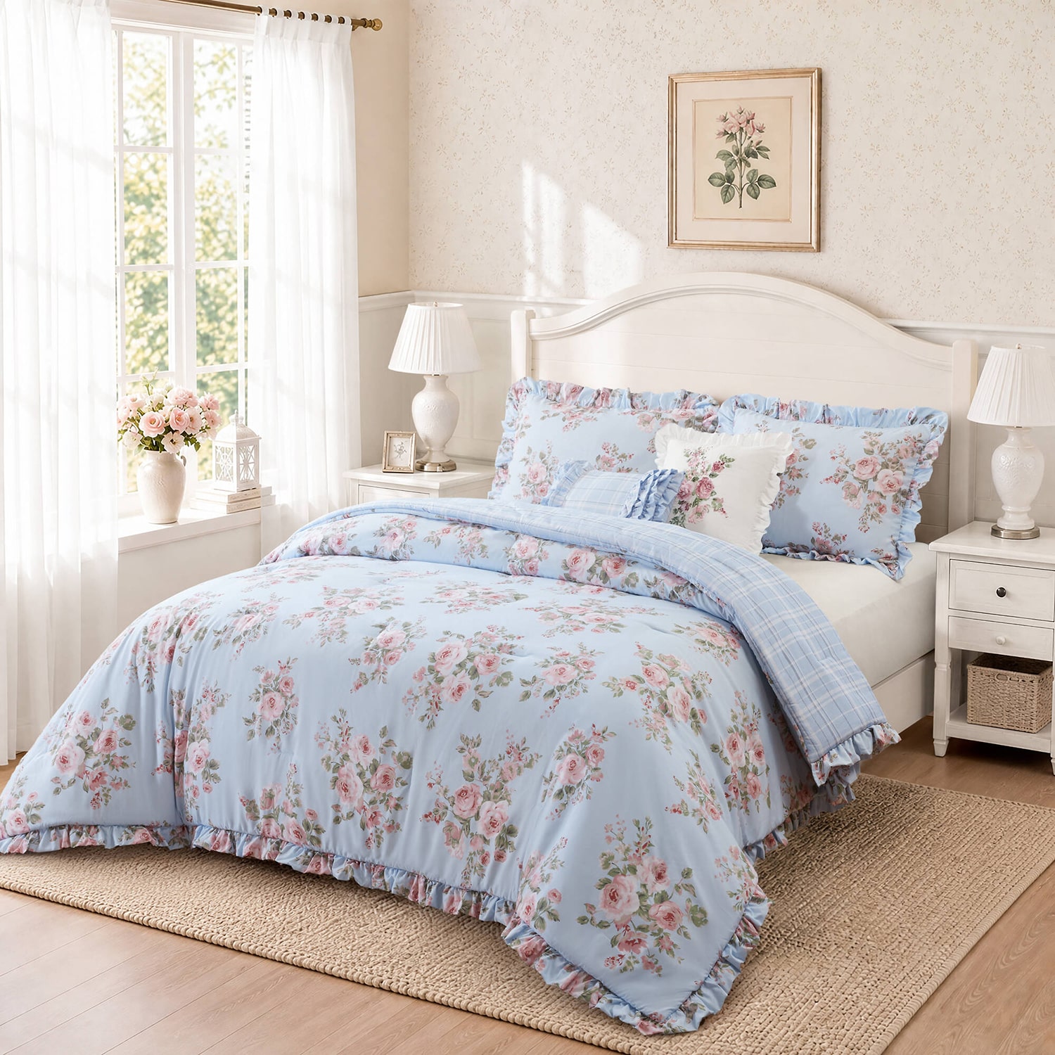 Madison Park Essentials Elena Floral Ruffle Comforter Set 5-pc. Reversible