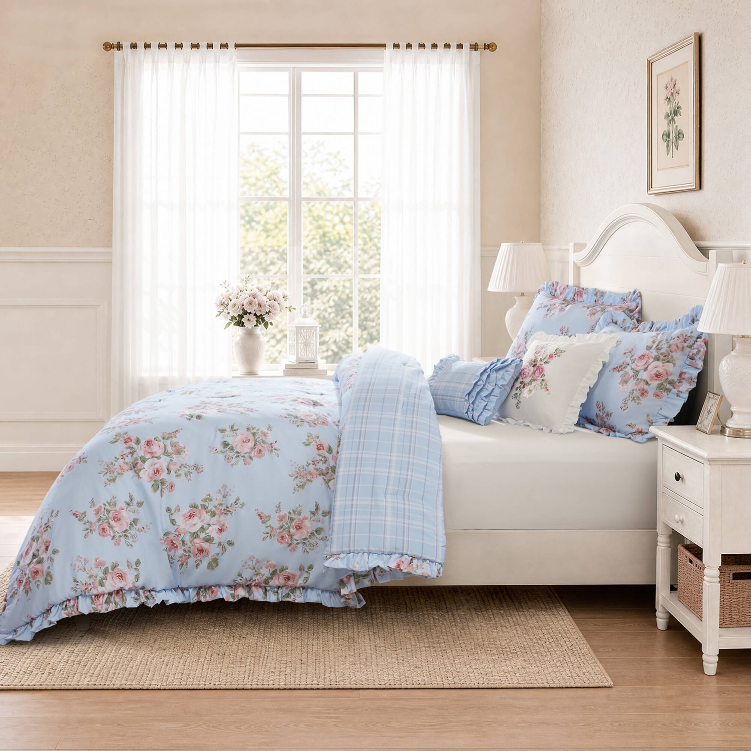 Madison Park Essentials Elena Floral Ruffle Comforter Set 5-pc. Reversible
