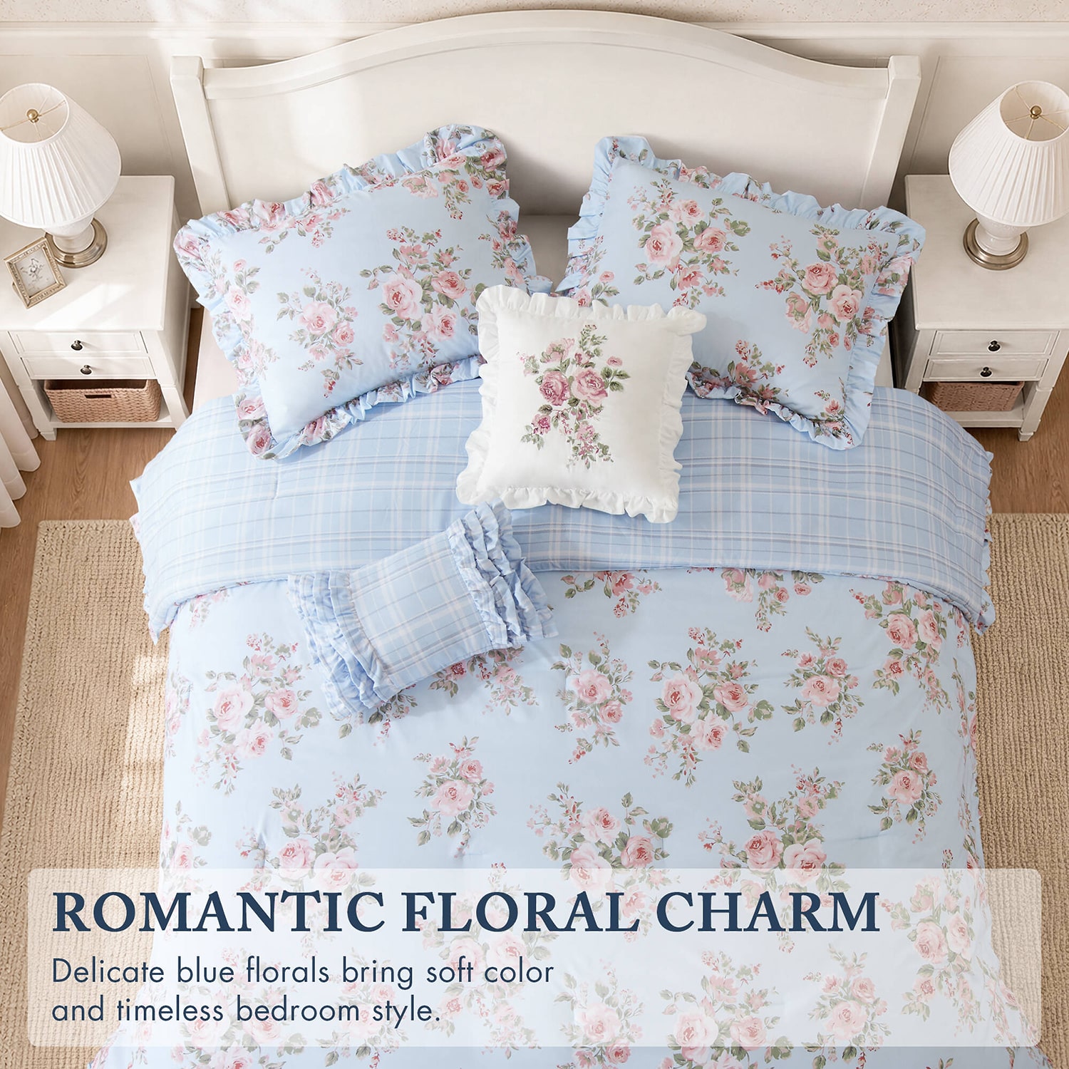 Madison Park Essentials Elena Floral Ruffle Comforter Set 5-pc. Reversible