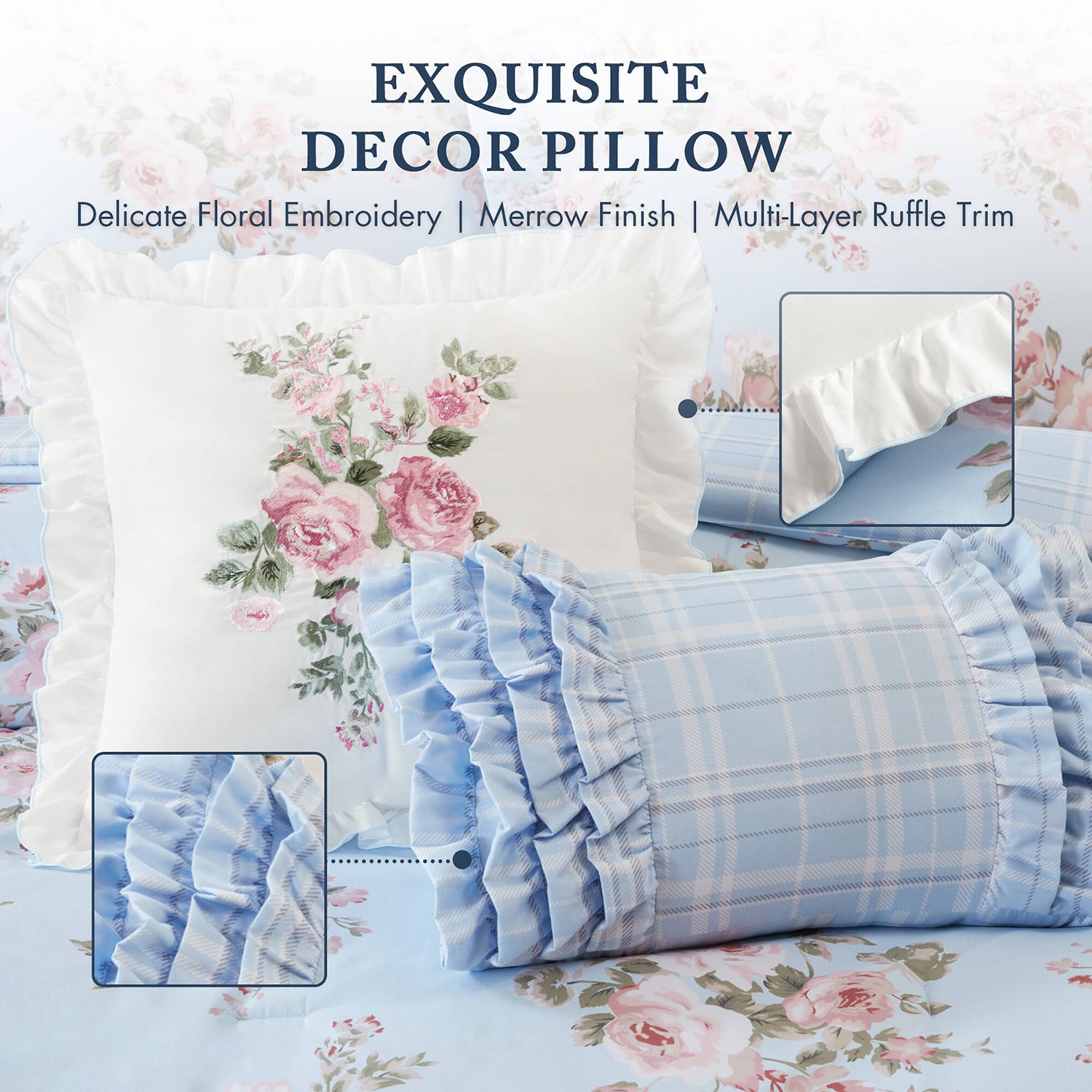 Madison Park Essentials Elena Floral Ruffle Comforter Set 5-pc. Reversible