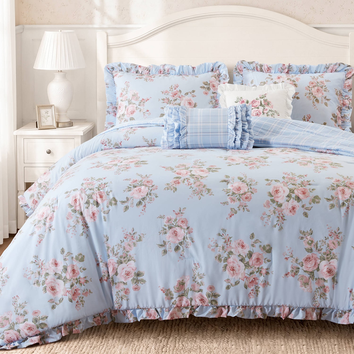 Madison Park Essentials Elena Floral Ruffle Comforter Set 5-pc. Reversible
