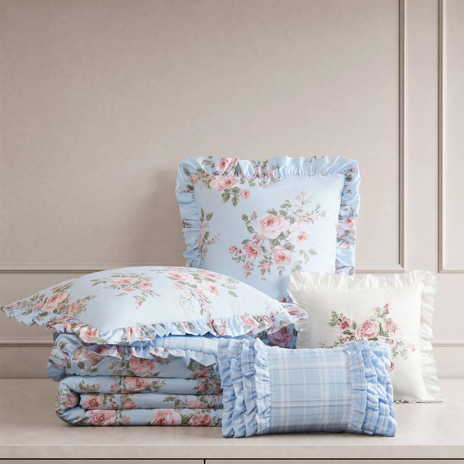 Madison Park Essentials Elena Floral Ruffle Comforter Set 5-pc. Reversible