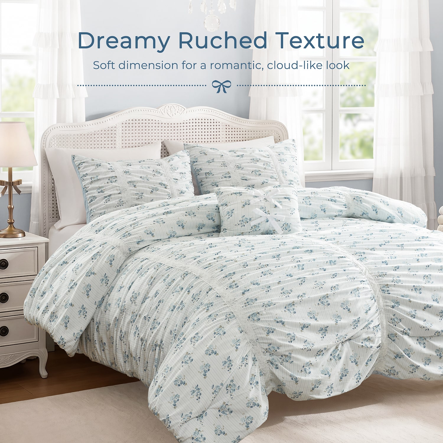 Intelligent Design Anna Ruched Floral Comforter Set