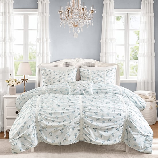 Intelligent Design Anna Ruched Floral Comforter Set