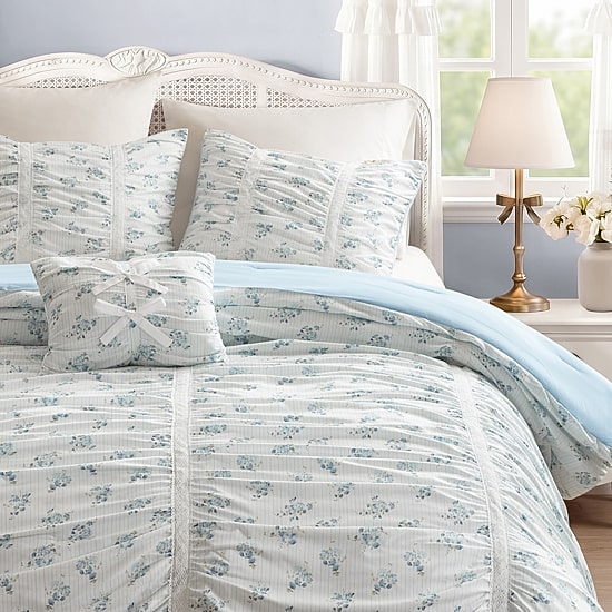 Intelligent Design Anna Ruched Floral Comforter Set