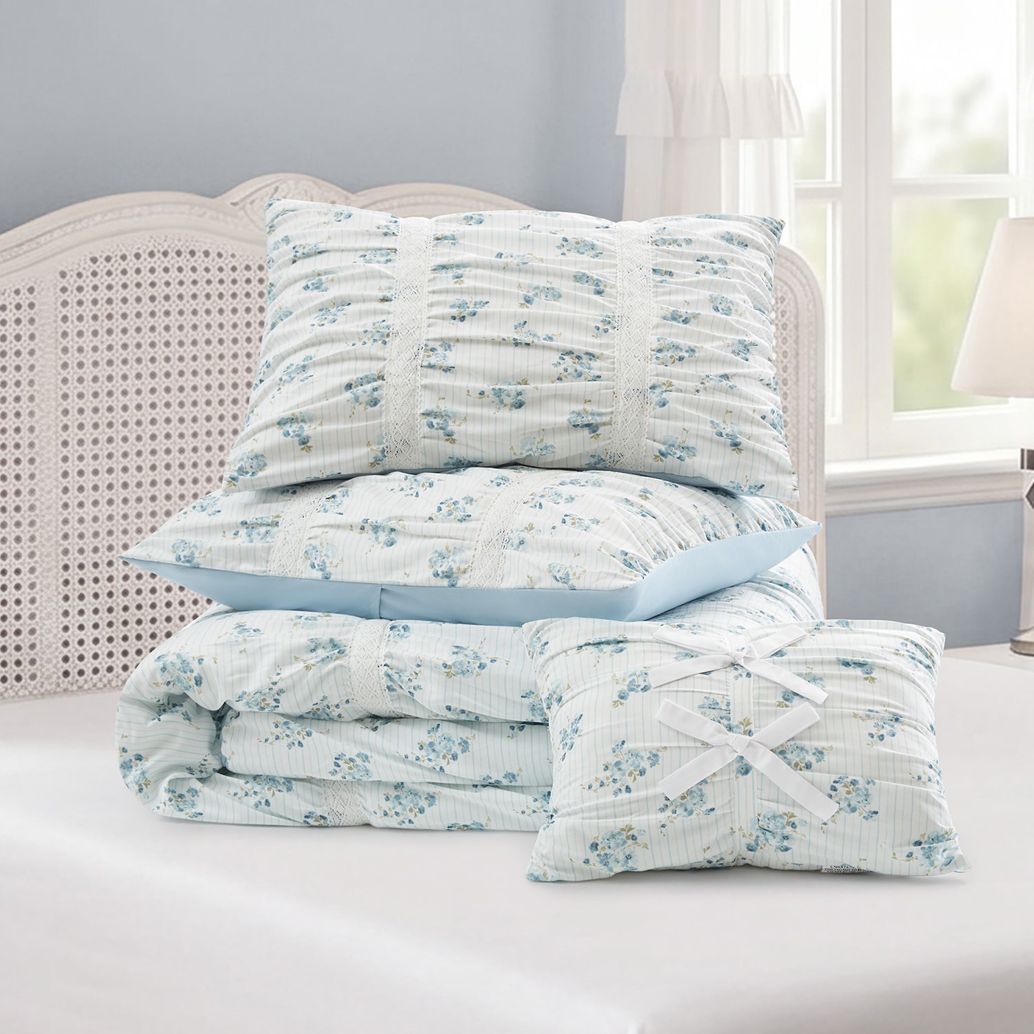 Intelligent Design Anna Ruched Floral Comforter Set