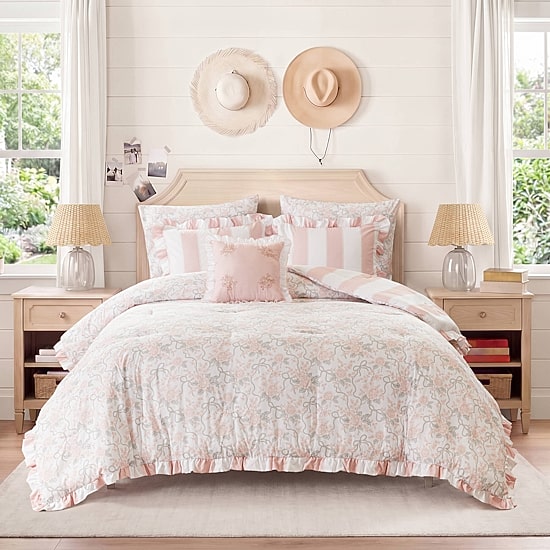 Intelligent Design Verbena Stripe Floral Reversible Comforter Set