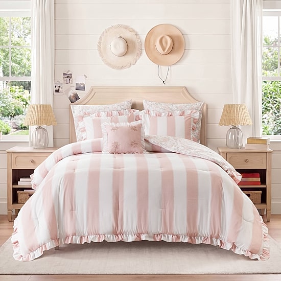 Intelligent Design Verbena Stripe Floral Reversible Comforter Set