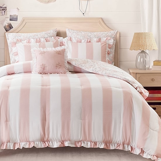 Intelligent Design Verbena Stripe Floral Reversible Comforter Set