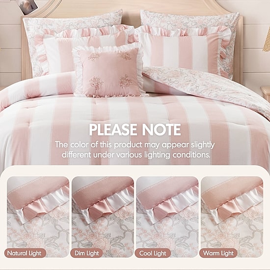 Intelligent Design Verbena Stripe Floral Reversible Comforter Set