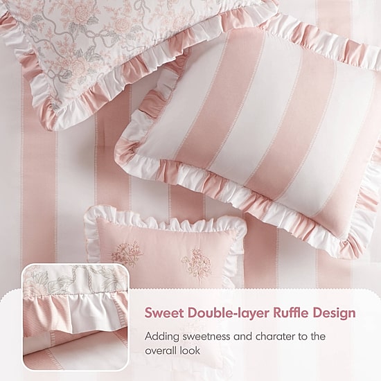 Intelligent Design Verbena Stripe Floral Reversible Comforter Set