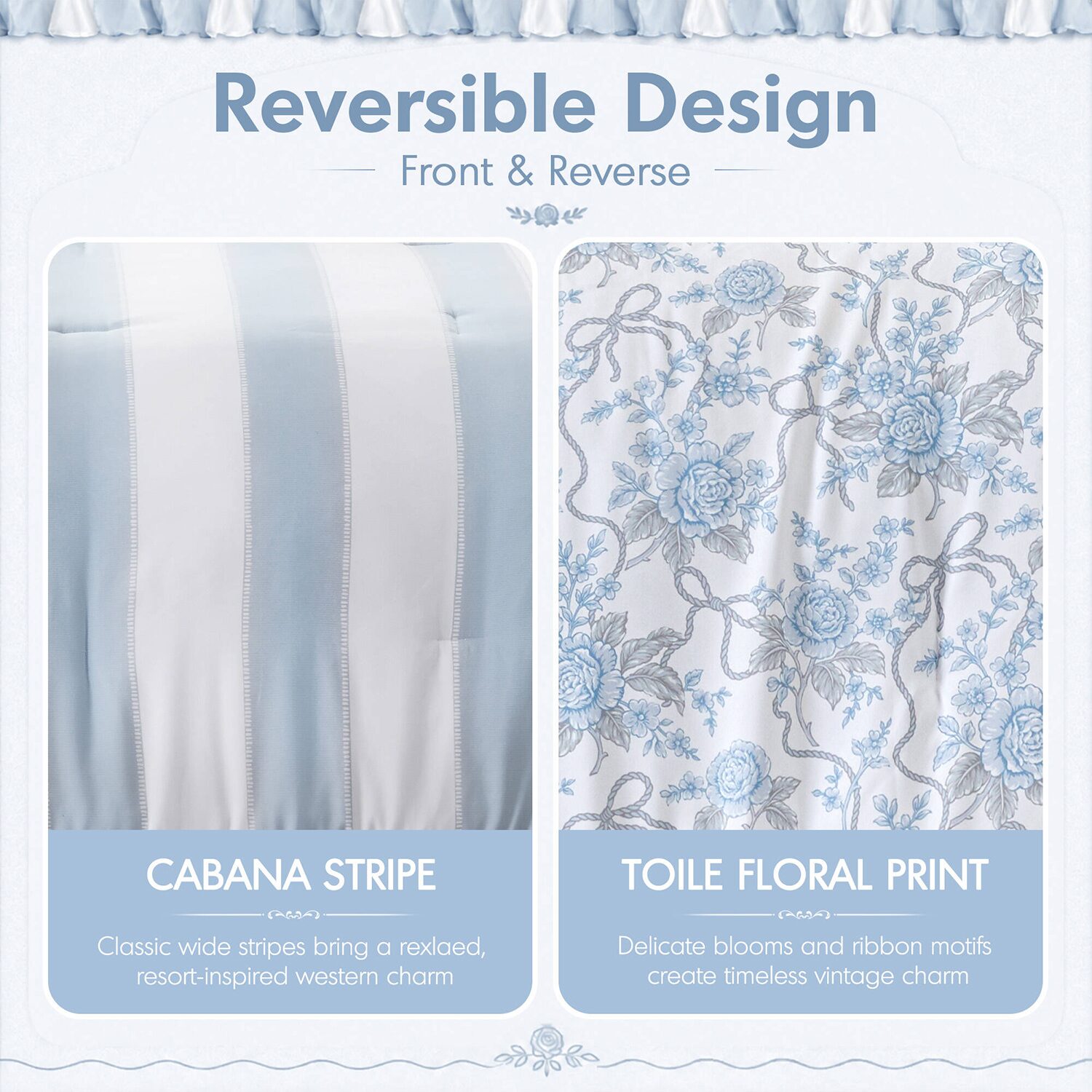 Intelligent Design Verbena Stripe Floral Reversible Comforter Set