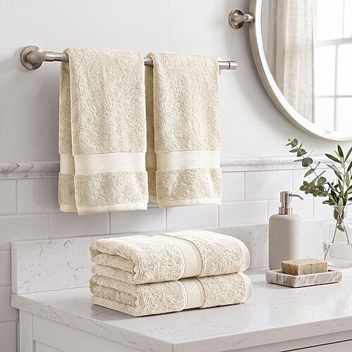 SUPERIOR Madeline Collection | Plush Egyptian Cotton 4-pc. Solid Hand Towel, One Size, Beige