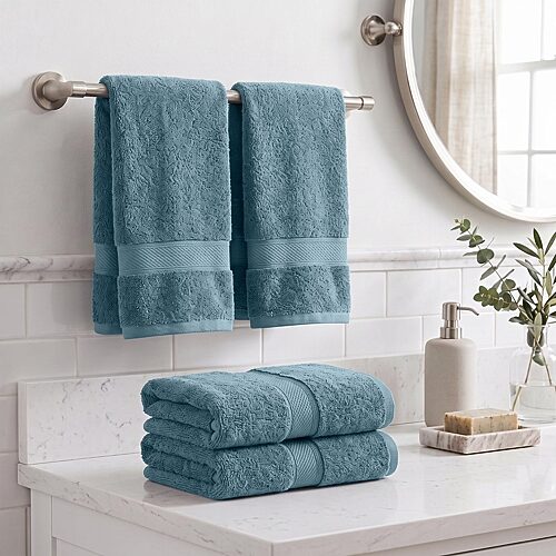 SUPERIOR Madeline Collection | Plush Egyptian Cotton 4-pc. Solid Hand Towel, One Size, Blue