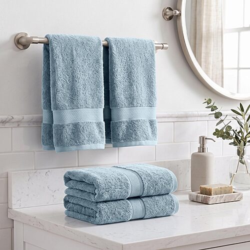 SUPERIOR Madeline Collection | Plush Egyptian Cotton 4-pc. Solid Hand Towel, One Size, Blue