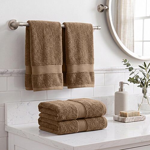 SUPERIOR Madeline Collection | Plush Egyptian Cotton 4-pc. Solid Hand Towel, One Size, Beige