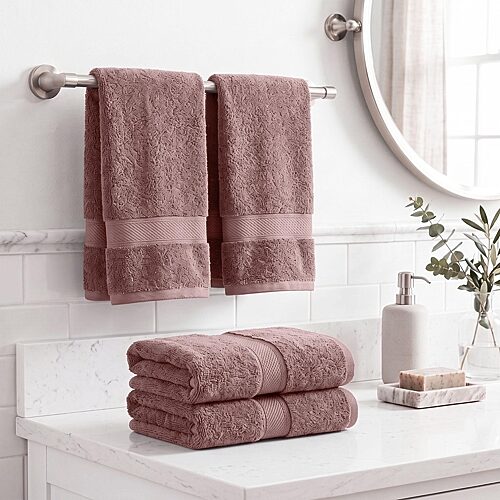SUPERIOR Madeline Collection | Plush Egyptian Cotton 4-pc. Solid Hand Towel, One Size, Purple