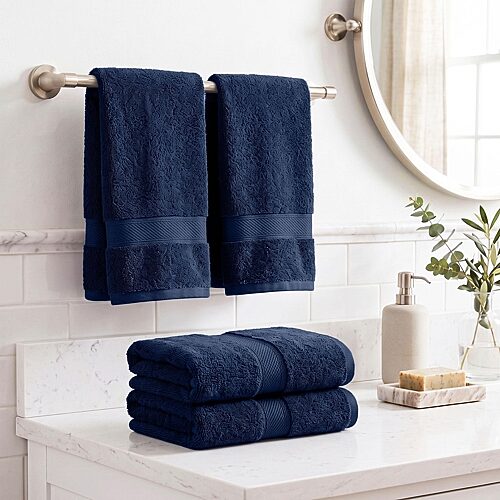 SUPERIOR Madeline Collection | Plush Egyptian Cotton 4-pc. Solid Hand Towel, One Size, Blue