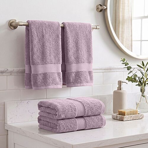 SUPERIOR Madeline Collection | Plush Egyptian Cotton 4-pc. Solid Hand Towel, One Size, Purple