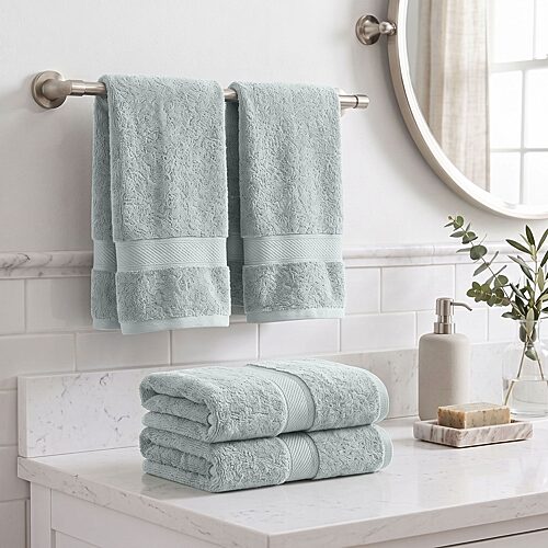 SUPERIOR Madeline Collection | Plush Egyptian Cotton 4-pc. Solid Hand Towel, One Size, Green