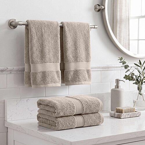 SUPERIOR Madeline Collection | Plush Egyptian Cotton 4-pc. Solid Hand Towel, One Size, Beige