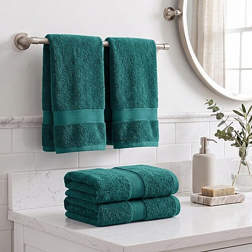 SUPERIOR Madeline Collection | Plush Egyptian Cotton 4-pc. Solid Hand Towel, One Size, Green