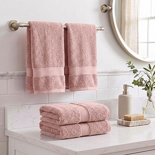 SUPERIOR Madeline Collection | Plush Egyptian Cotton 4-pc. Solid Hand Towel, One Size, Pink