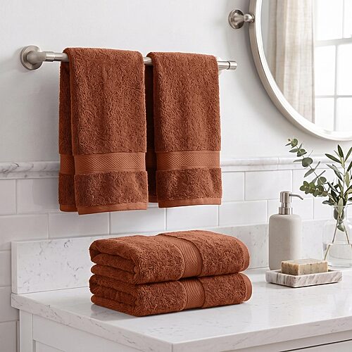 SUPERIOR Madeline Collection | Plush Egyptian Cotton 4-pc. Solid Hand Towel, One Size, Orange