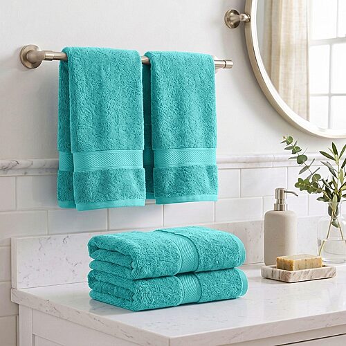 SUPERIOR Madeline Collection | Plush Egyptian Cotton 4-pc. Solid Hand Towel, One Size, Green
