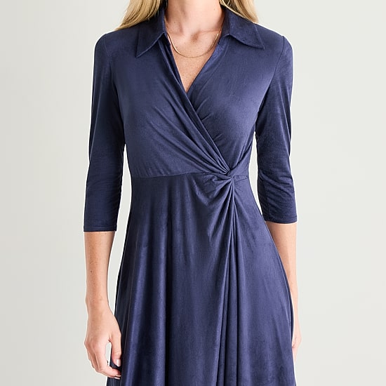 Perceptions Womens 3/4 Sleeve High-Low Wrap Dress