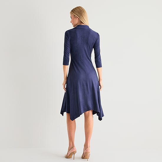 Perceptions Womens 3/4 Sleeve High-Low Wrap Dress