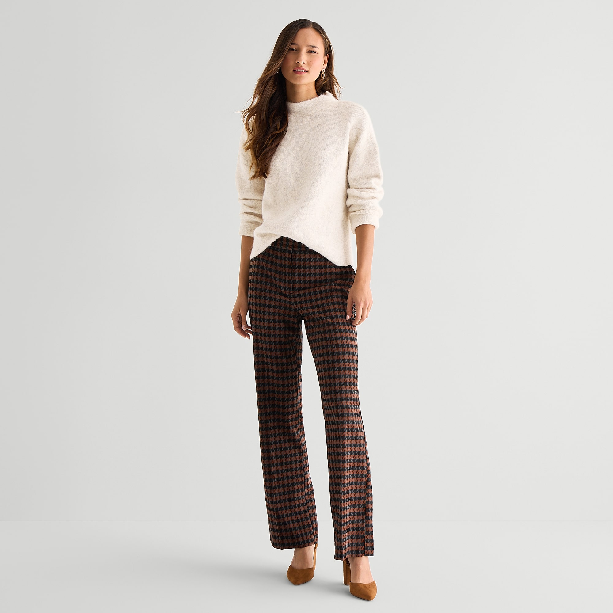 Worthington Womens Mock Neck Long Sleeve Pullover Sweater