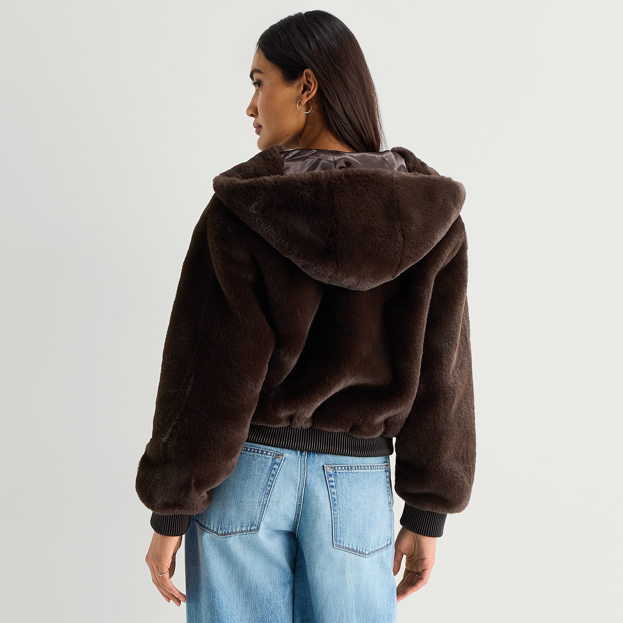 A.N.A Womens Faux Fur Hooded Midweight Coat