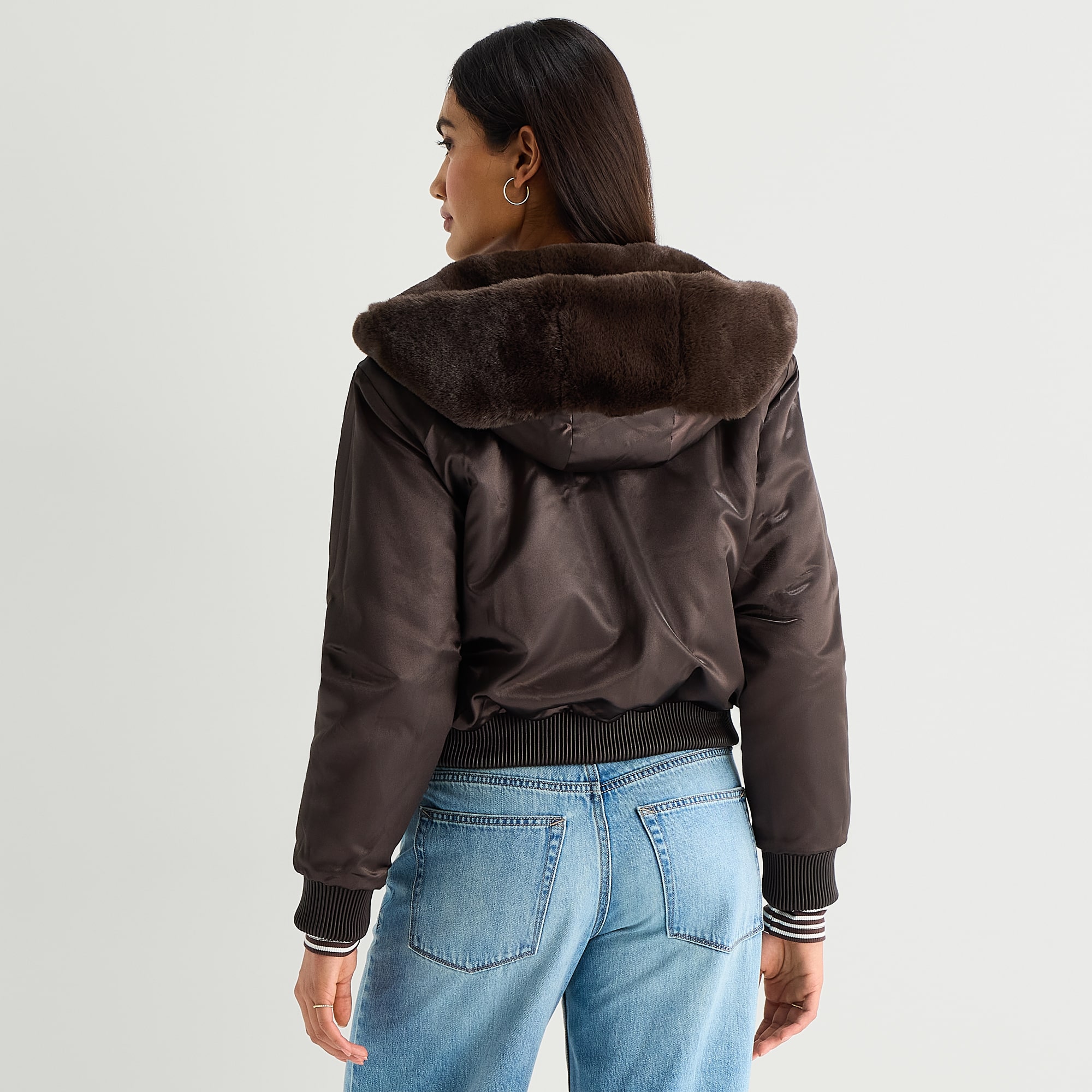 A.N.A Womens Faux Fur Hooded Midweight Coat