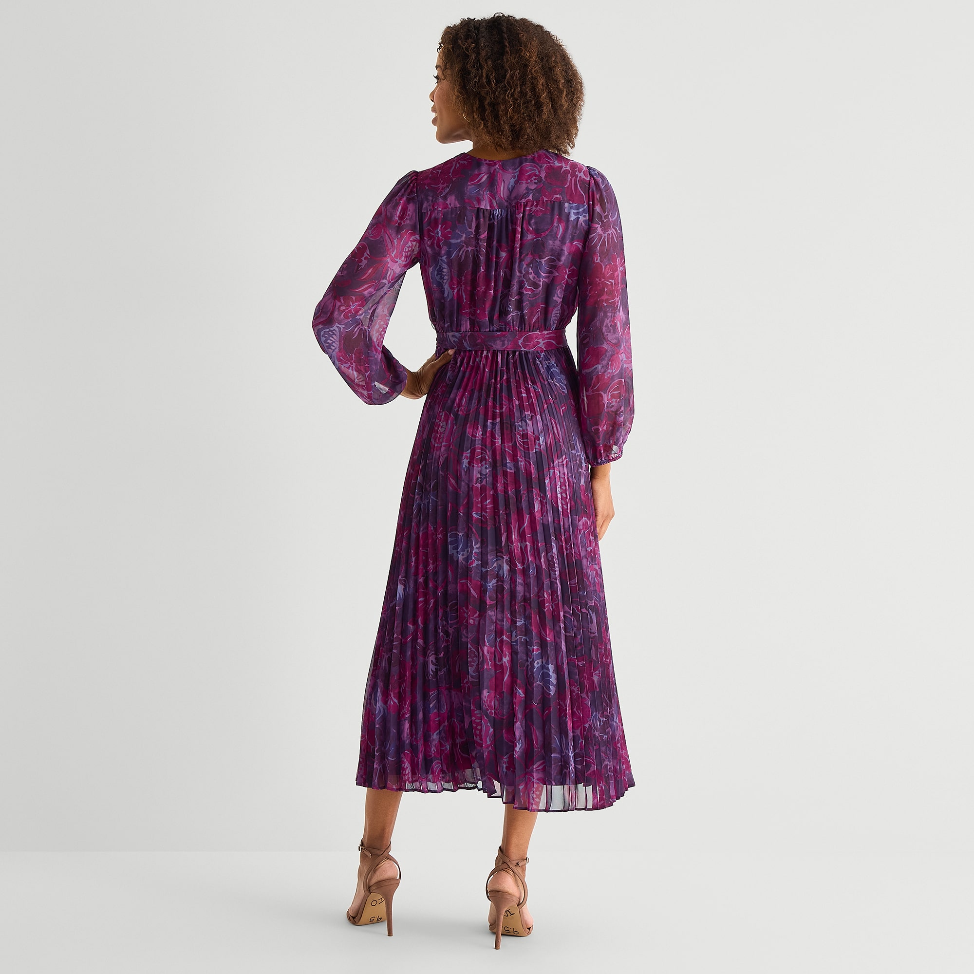 Studio 1 Womens V Neck Long Sleeve Bishop Maxi Dress