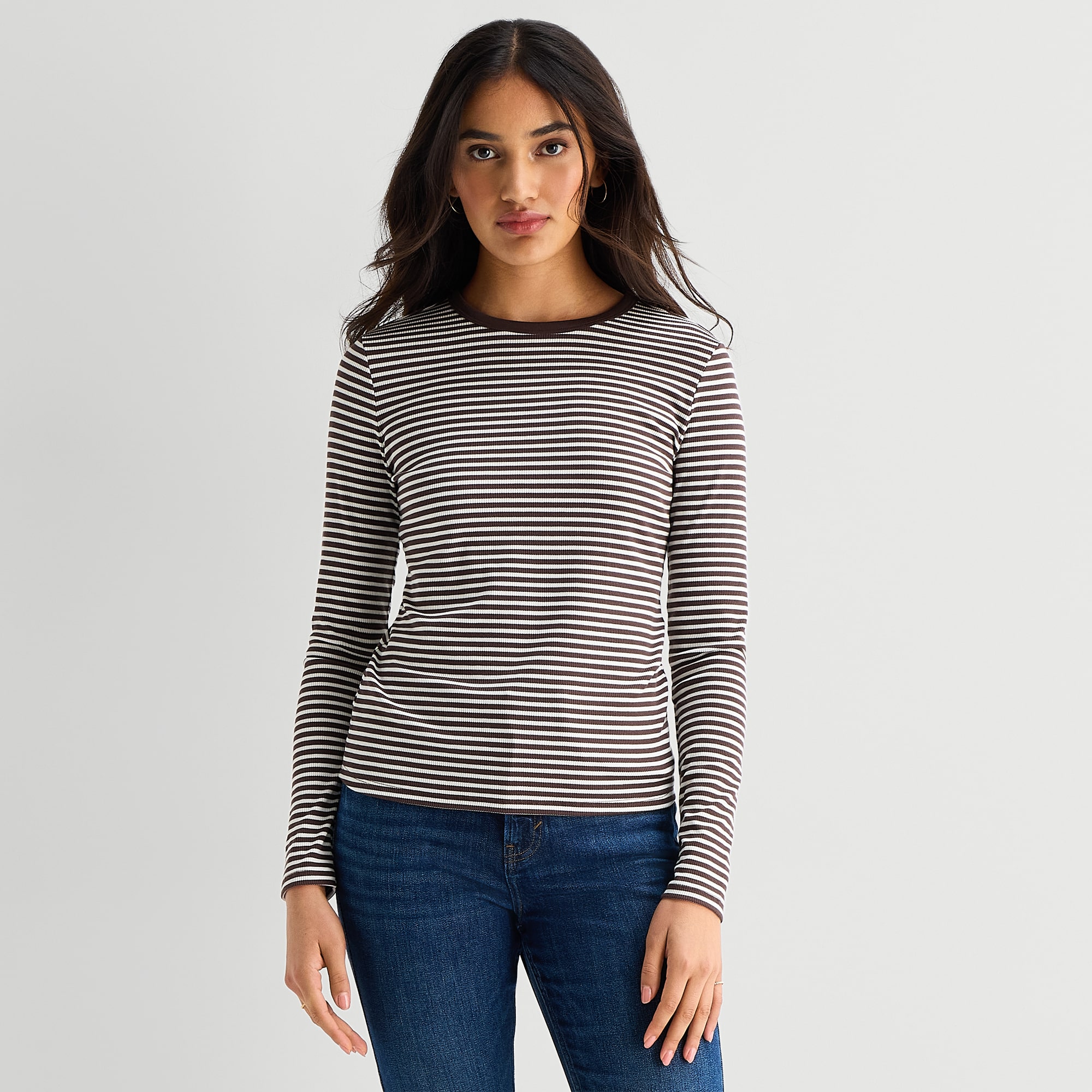 A.N.A Womens Crew Neck Long Sleeve T-Shirt