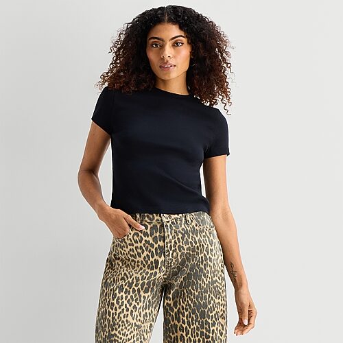 Ana Womens Crew Neck Short Sleeve T-shirt In Black