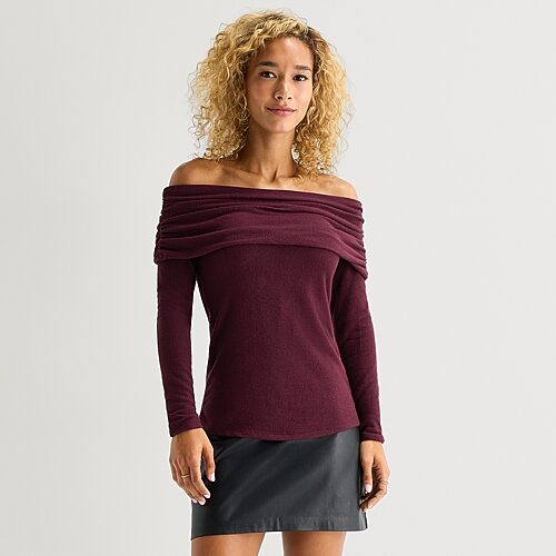 Ana Womens Asymmetrical Neck Long Sleeve T-shirt In Multi