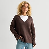 A.N.A Womens V Neck Long Sleeve Pullover Sweater
