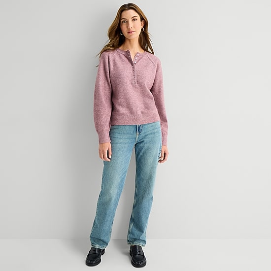 A.N.A Womens Crew Neck Long Sleeve Pullover Sweater