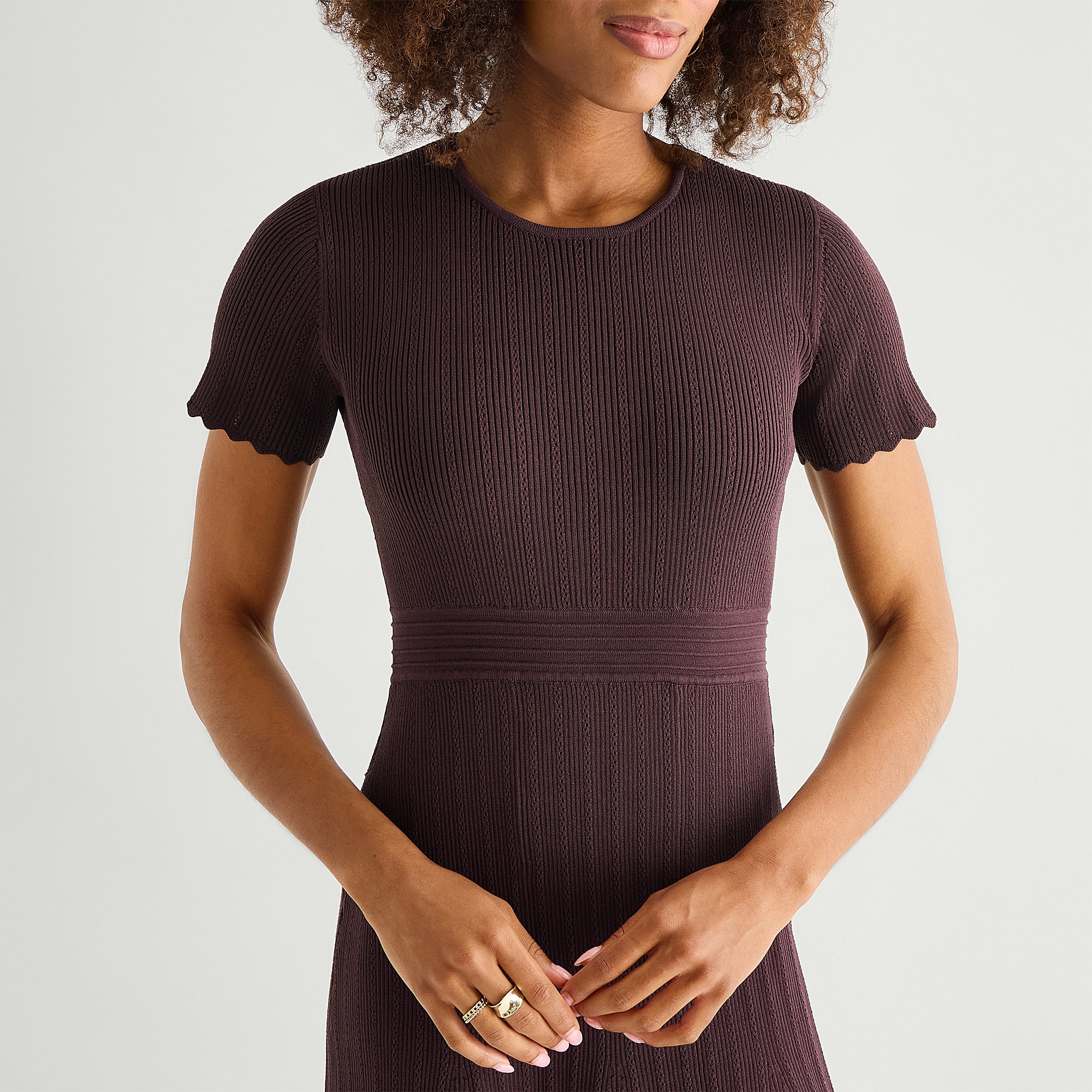 MSK Womens Short Sleeve Midi Sweater Dress