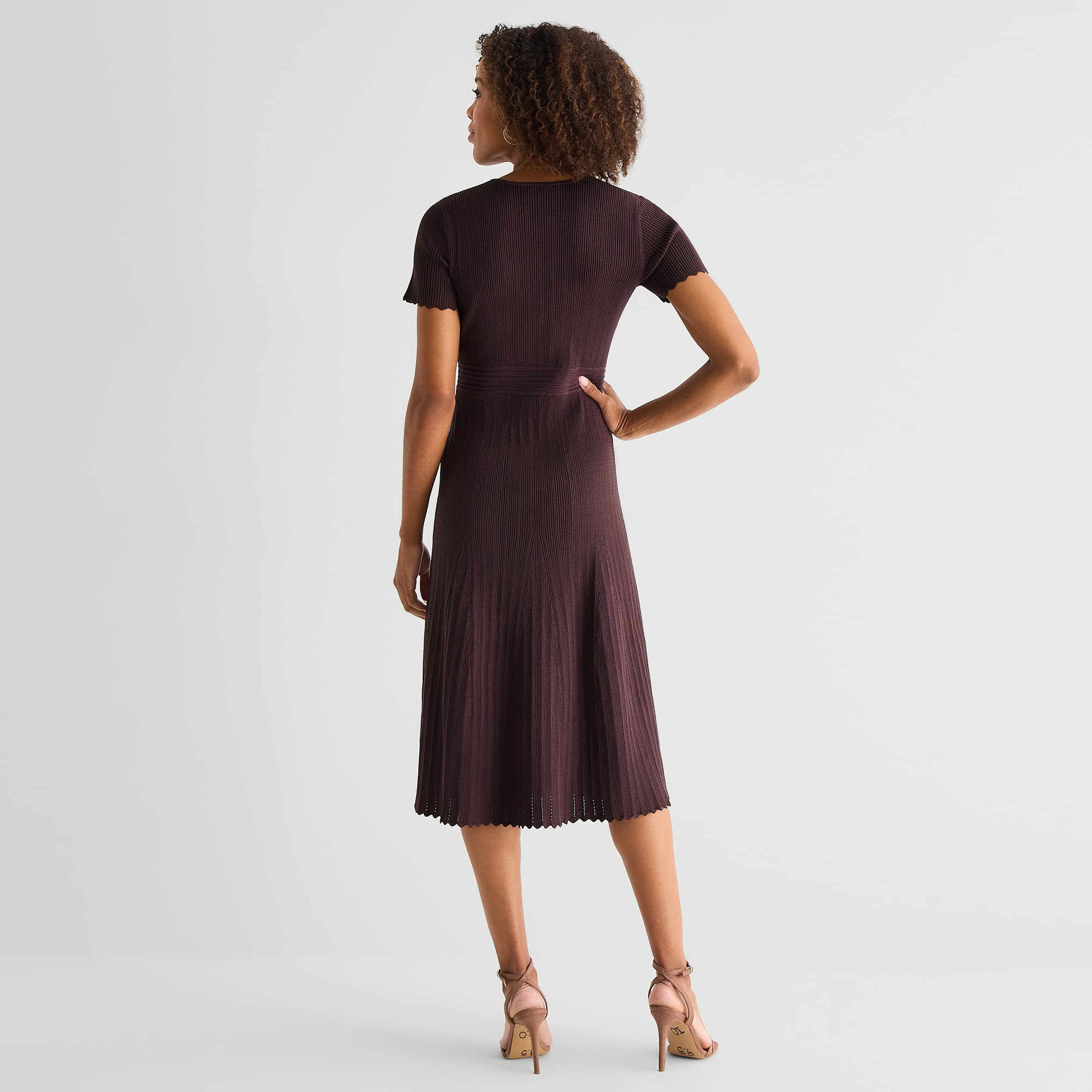 MSK Womens Short Sleeve Midi Sweater Dress