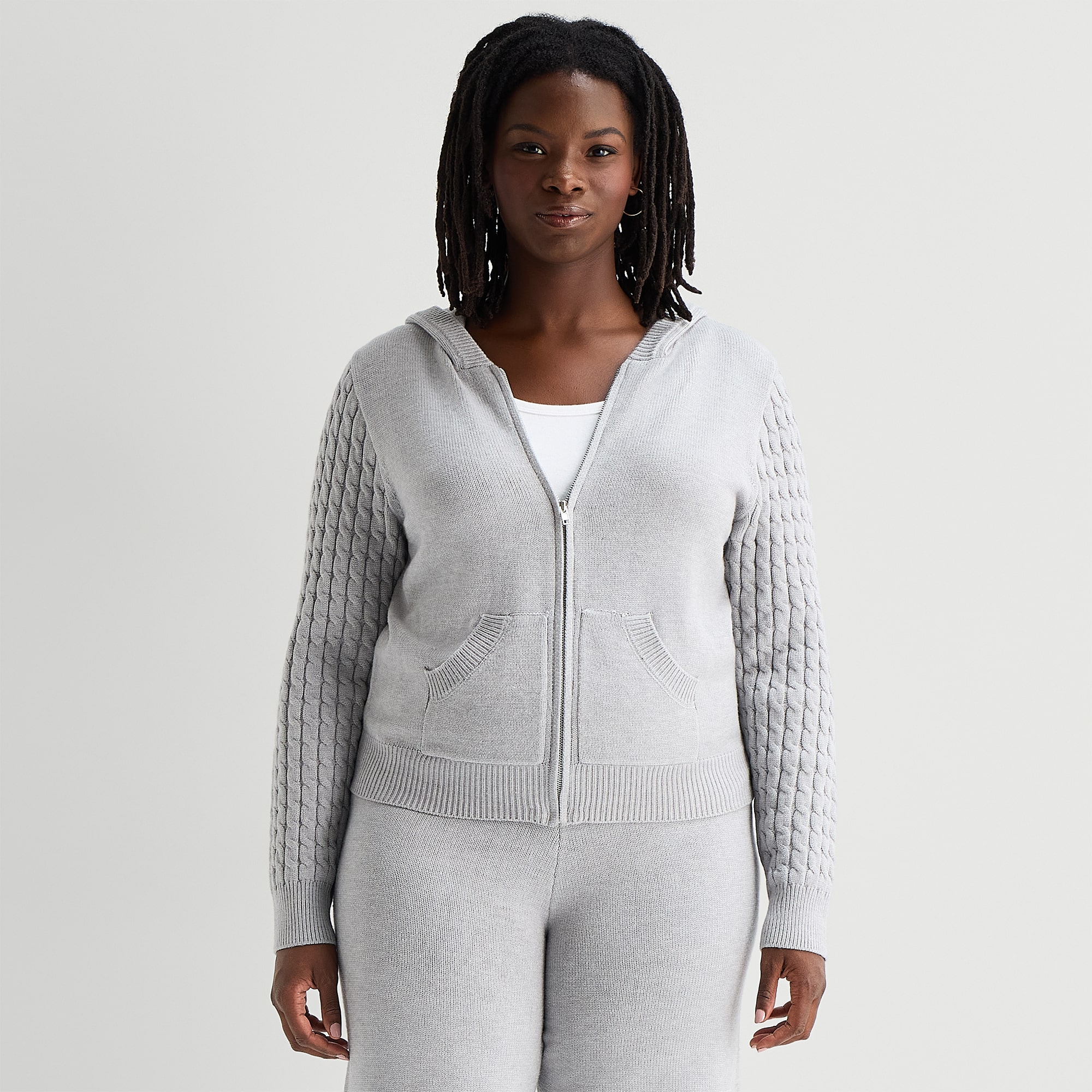 Forever 21 Womens Hooded Long Sleeve Zipper Juniors Plus Cardigan