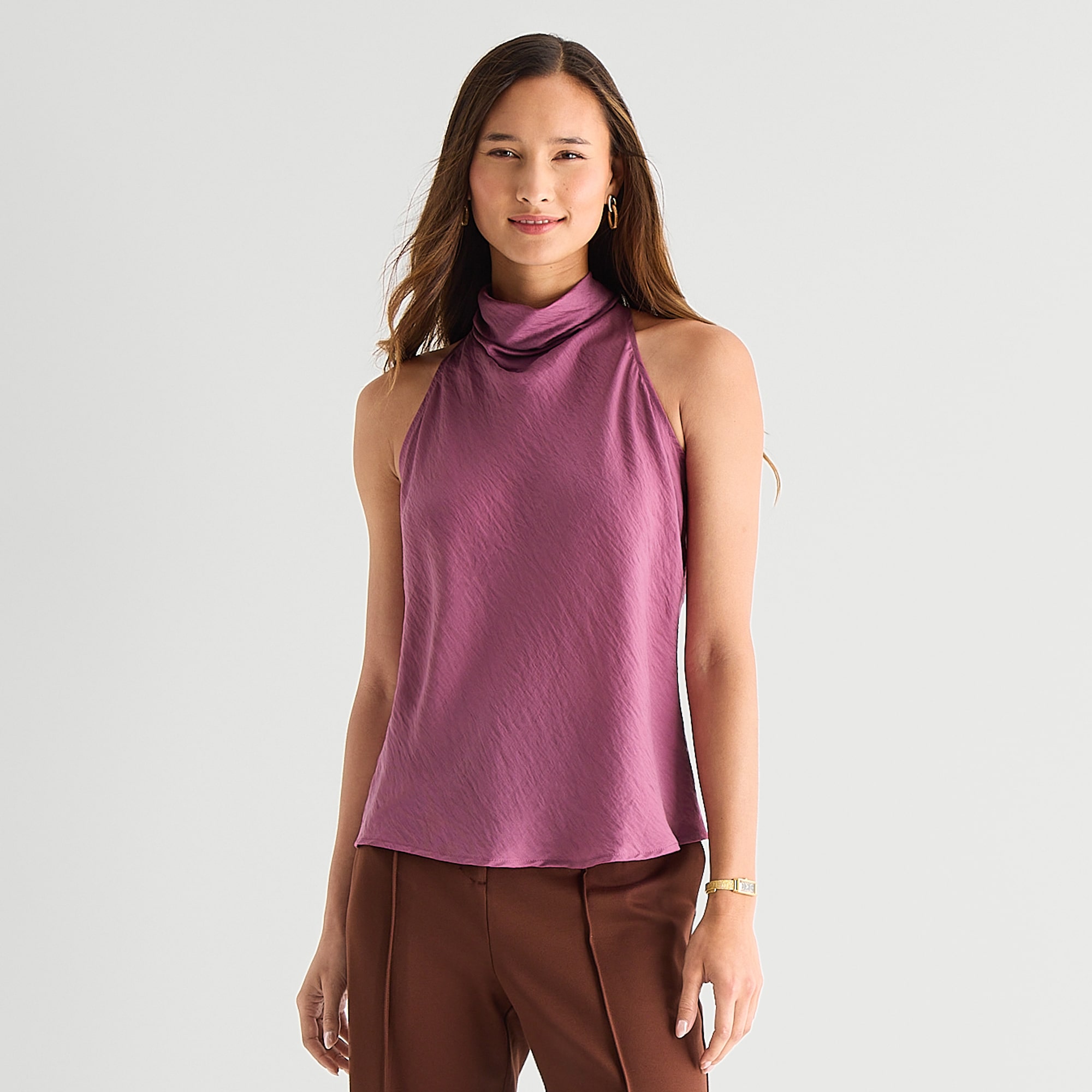 Worthington Womens Halter Neck Sleeveless Blouse