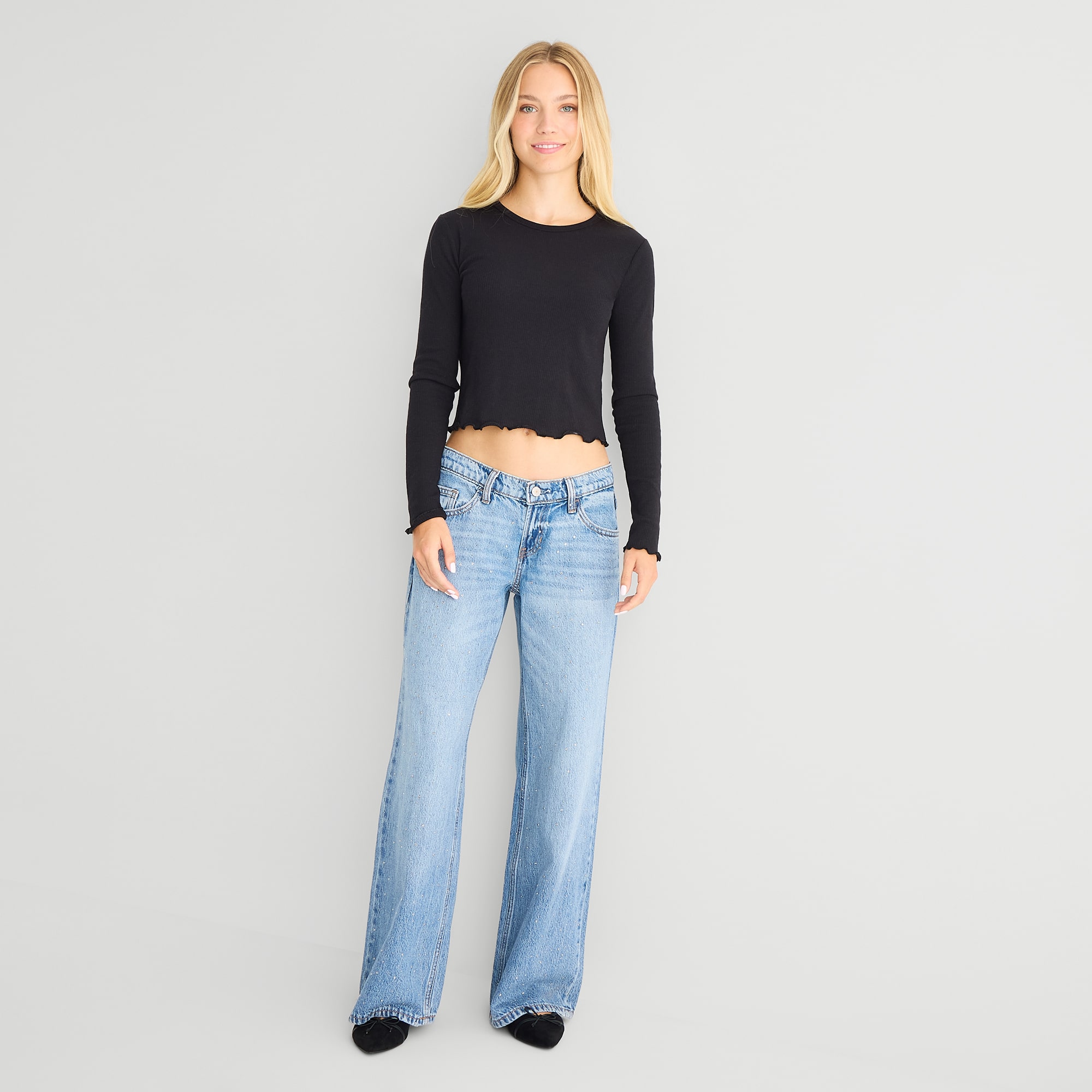 Arizona Womens Juniors Low Rise Straight Leg Jean